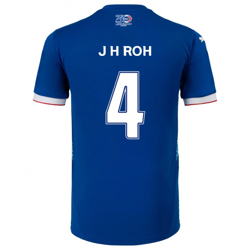 Danxen Niño Camiseta Hyun-Jun Roh #4 Blanco Azul Real 1ª Equipación 2025/26 La Camisa