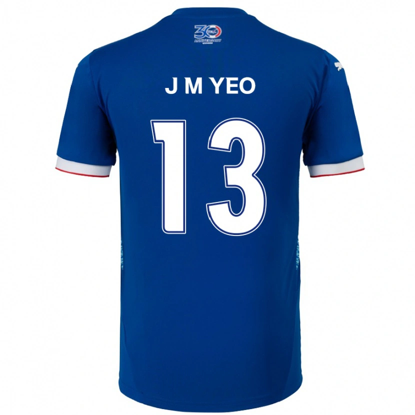 Danxen Niño Camiseta Min-Jun Yeo #13 Blanco Azul Real 1ª Equipación 2025/26 La Camisa