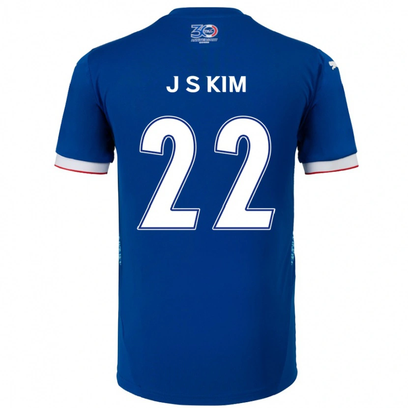 Danxen Niño Camiseta Sang-Jun Kim #22 Azul Real Blanco 1ª Equipación 2025/26 La Camisa