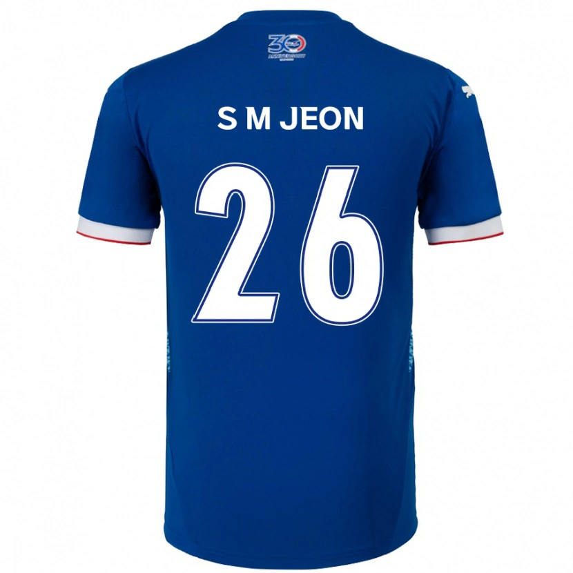 Danxen Niño Camiseta Min-Seung Jeon #26 Blanco Azul Real 1ª Equipación 2025/26 La Camisa