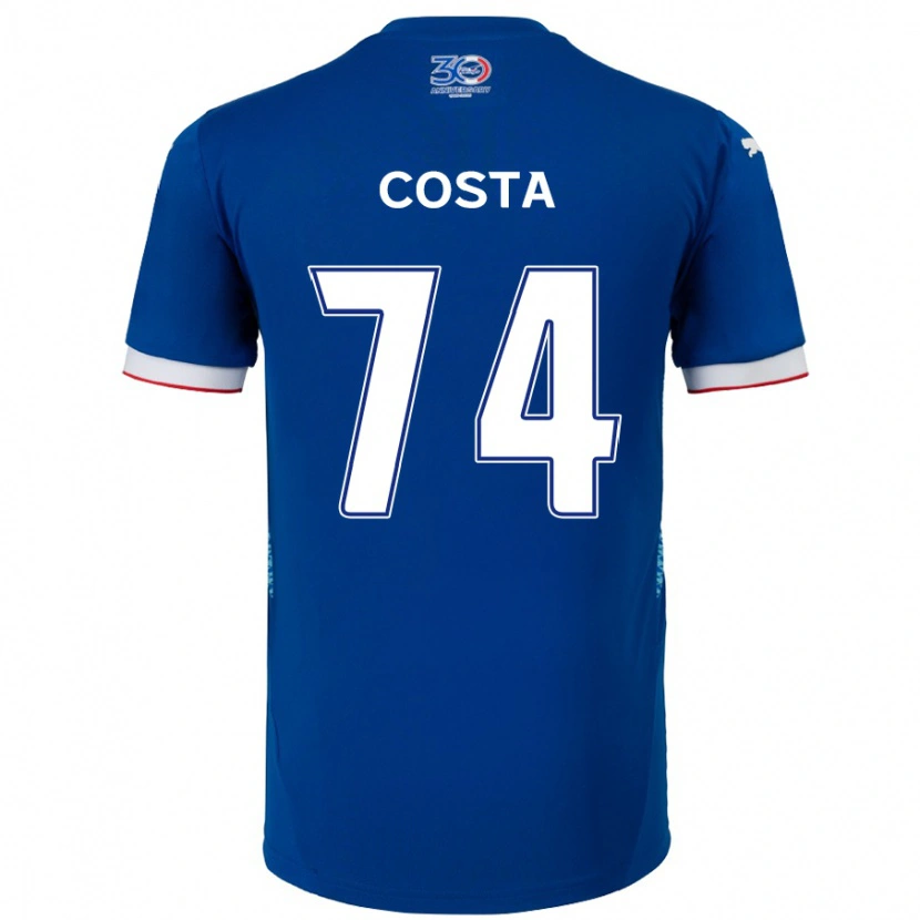 Danxen Niño Camiseta Bruno Costa #74 Blanco Azul Real 1ª Equipación 2025/26 La Camisa