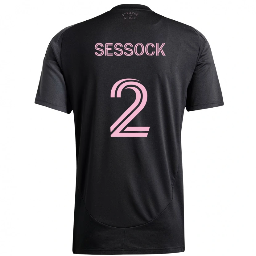 Danxen Niño Camiseta Nykolas Sessock #2 Negro Rosa 2ª Equipación 2025/26 La Camisa