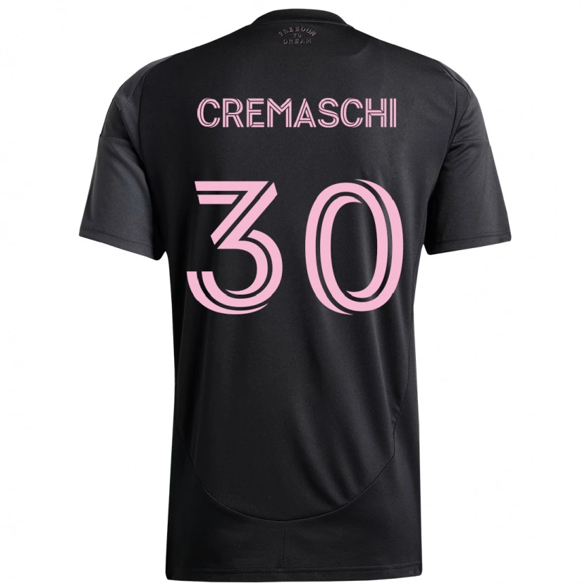 Danxen Niño Camiseta Benja Cremaschi #30 Negro Rosa 2ª Equipación 2025/26 La Camisa
