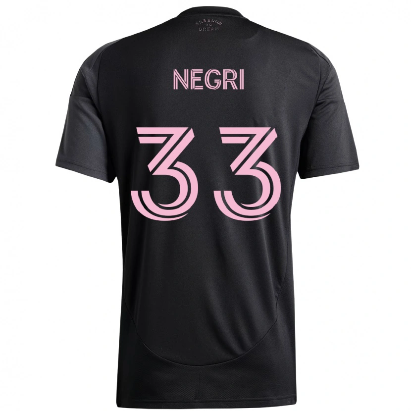 Danxen Niño Camiseta Franco Negri #33 Rosa Negro 2ª Equipación 2025/26 La Camisa