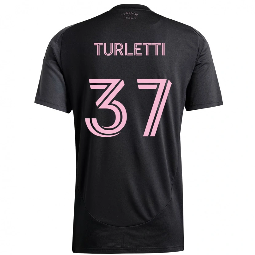 Danxen Niño Camiseta Mateo Turletti #37 Negro Rosa 2ª Equipación 2025/26 La Camisa