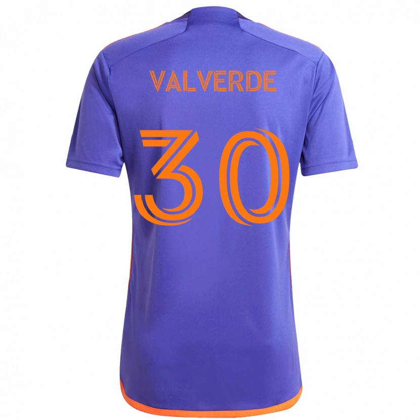 Danxen Niño Camiseta Jefferson Valverde #30 Naranja Blanco 2ª Equipación 2025/26 La Camisa