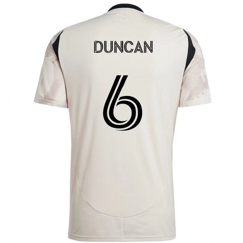 Danxen Niño Camiseta Kyle Duncan #6 Beige Negro 2ª Equipación 2025/26 La Camisa
