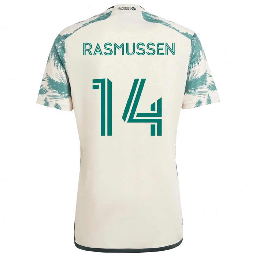 Danxen Niño Camiseta Justin Rasmussen #14 Beige Verde 2ª Equipación 2025/26 La Camisa