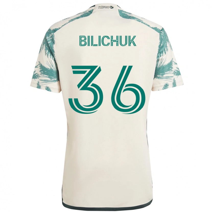 Danxen Niño Camiseta Ryan Bilichuk #36 Beige Verde 2ª Equipación 2025/26 La Camisa