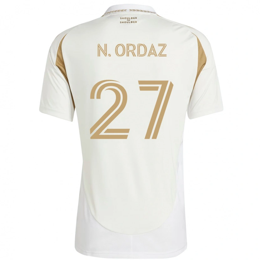Danxen Niño Camiseta Nathan Ordaz #27 Blanco Marrón 2ª Equipación 2025/26 La Camisa