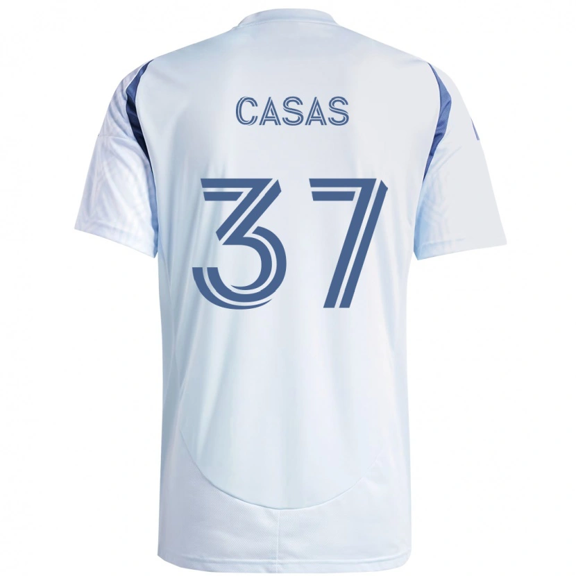 Danxen Niño Camiseta Javier Casas #37 Rojo Blanco 2ª Equipación 2025/26 La Camisa