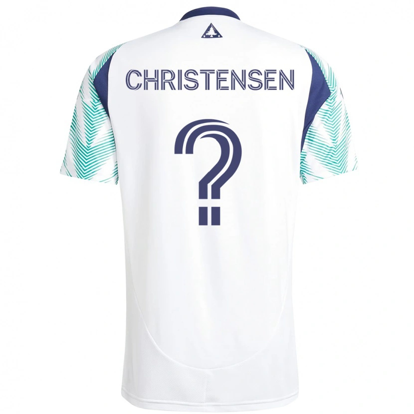 Danxen Niño Camiseta Kevin Christensen #0 Blanco Azul 2ª Equipación 2025/26 La Camisa