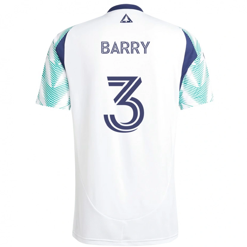 Danxen Niño Camiseta Hesron Barry #3 Blanco Azul 2ª Equipación 2025/26 La Camisa