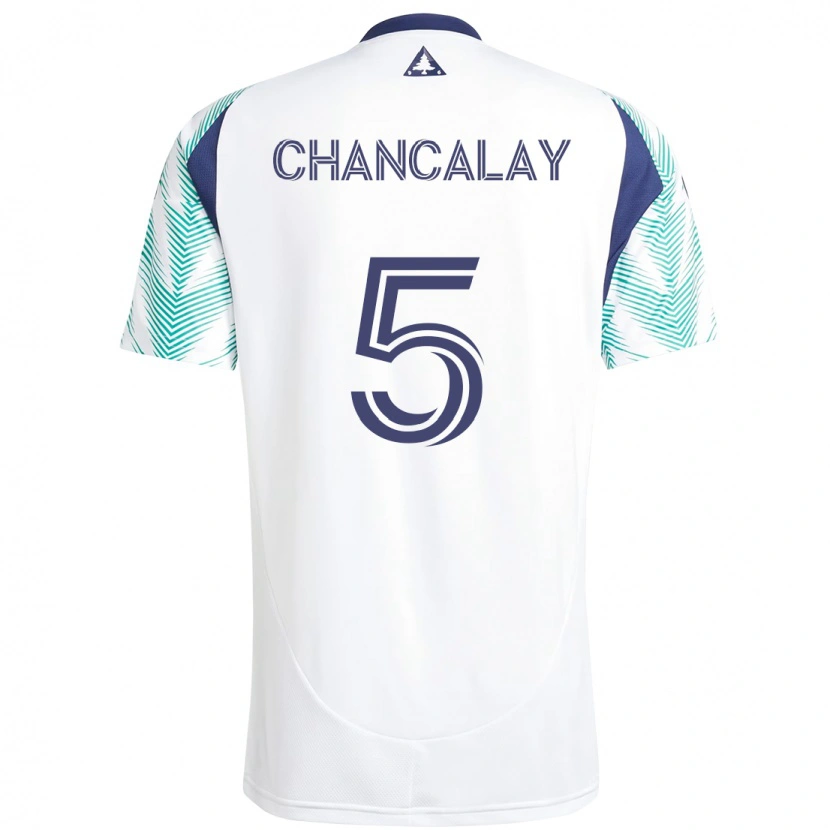 Danxen Niño Camiseta Tomás Chancalay #5 Blanco Azul 2ª Equipación 2025/26 La Camisa
