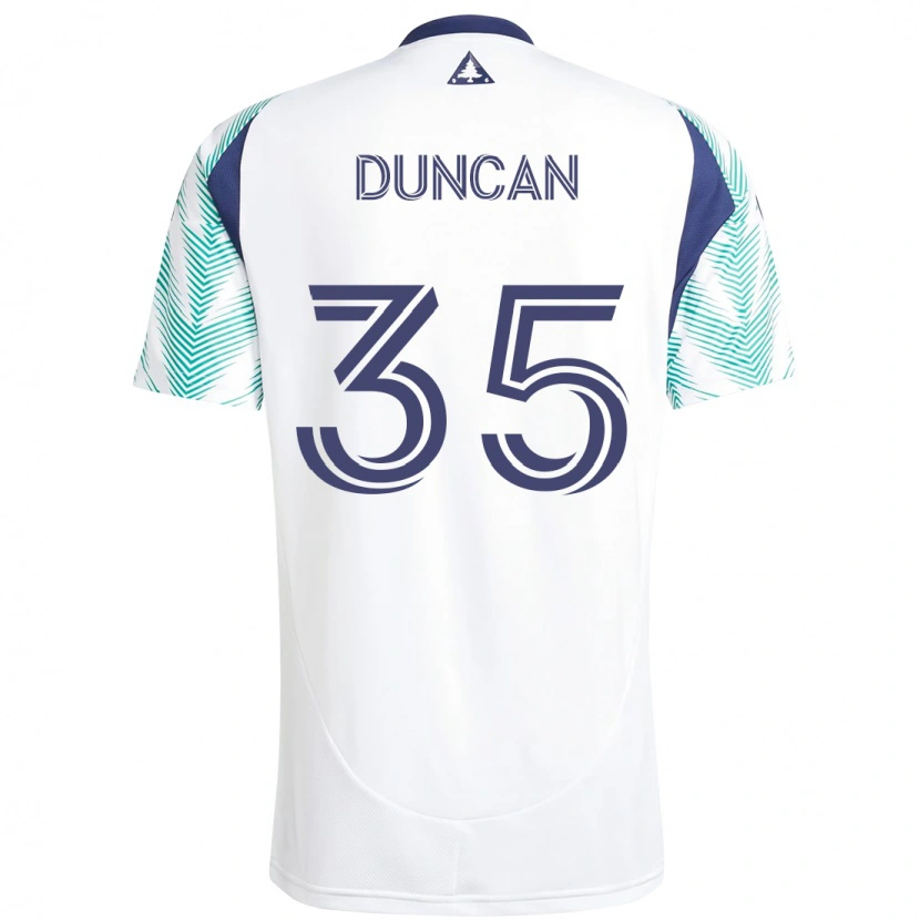 Danxen Niño Camiseta Nakye Greenidge-Duncan #35 Blanco Azul 2ª Equipación 2025/26 La Camisa