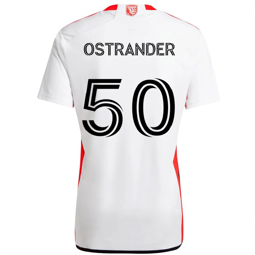Danxen Niño Camiseta William Ostrander #50 Blanco Rojo 2ª Equipación 2025/26 La Camisa
