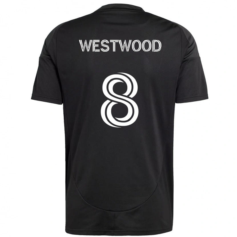 Danxen Niño Camiseta Ashley Westwood #8 Negro Blanco 2ª Equipación 2025/26 La Camisa