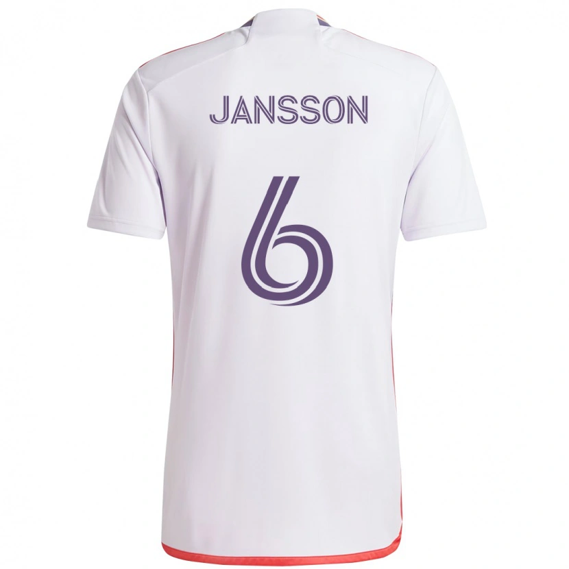 Danxen Niño Camiseta Robin Jansson #6 Morado Blanco 2ª Equipación 2025/26 La Camisa