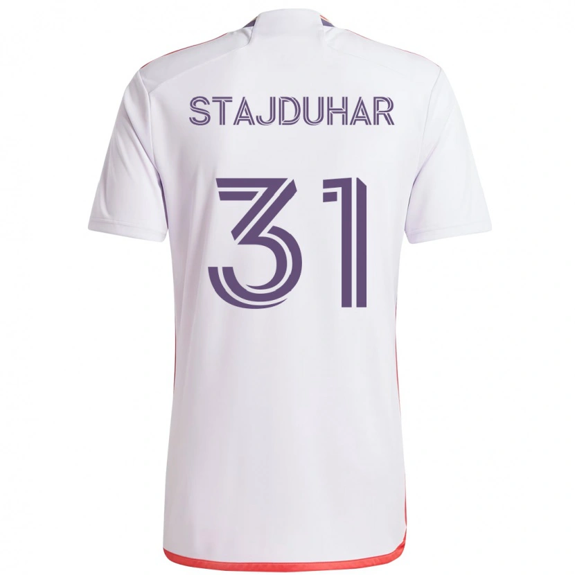Danxen Niño Camiseta Mason Stajduhar #31 Morado Blanco 2ª Equipación 2025/26 La Camisa
