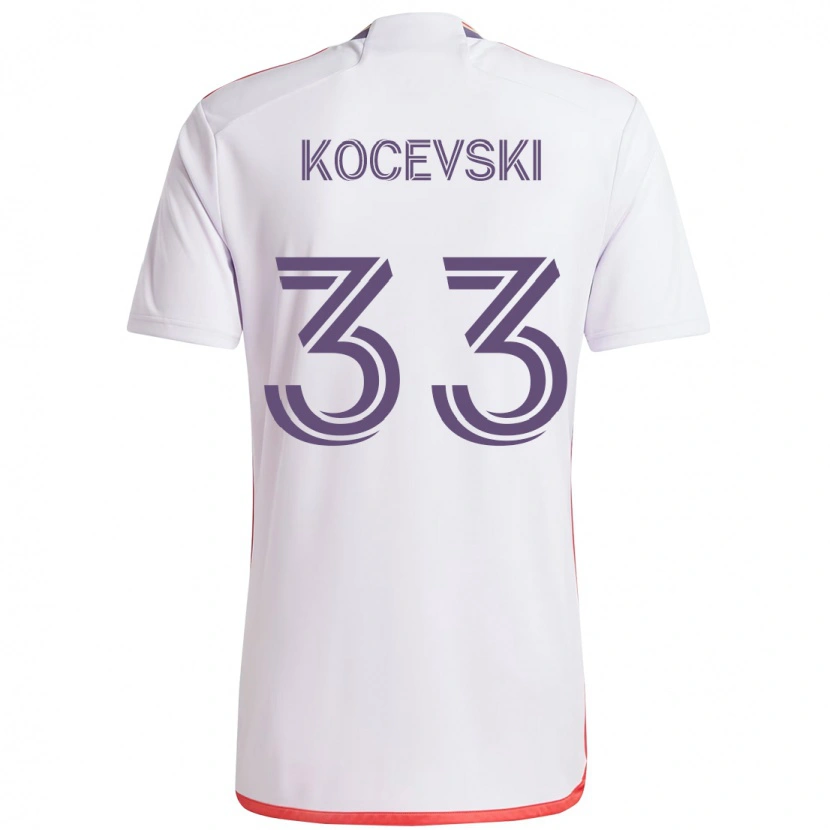 Danxen Niño Camiseta Jeorgio Kocevski #33 Morado Blanco 2ª Equipación 2025/26 La Camisa