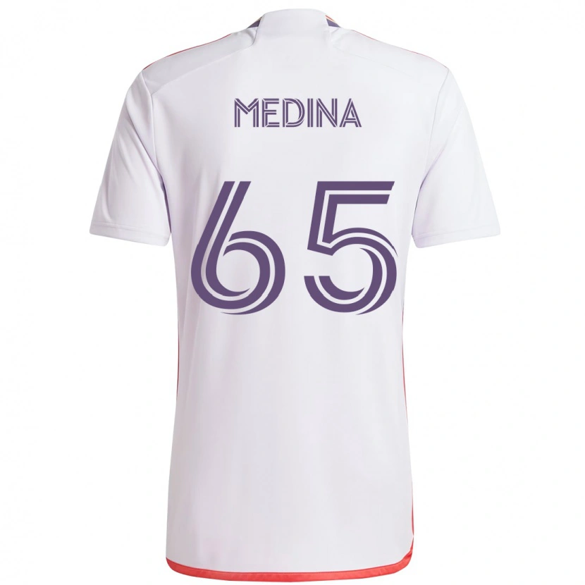 Danxen Niño Camiseta Cristian Medina #65 Morado Blanco 2ª Equipación 2025/26 La Camisa