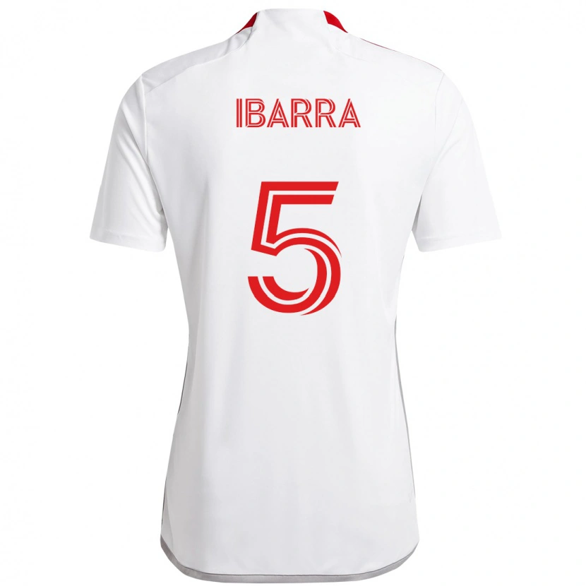 Danxen Niño Camiseta Franco Ibarra #5 Rojo Blanco 2ª Equipación 2025/26 La Camisa