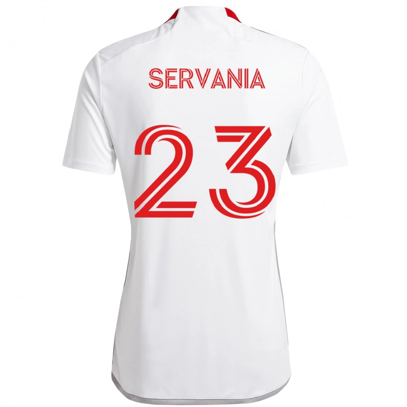 Danxen Niño Camiseta Brandon Servania #23 Rojo Blanco 2ª Equipación 2025/26 La Camisa