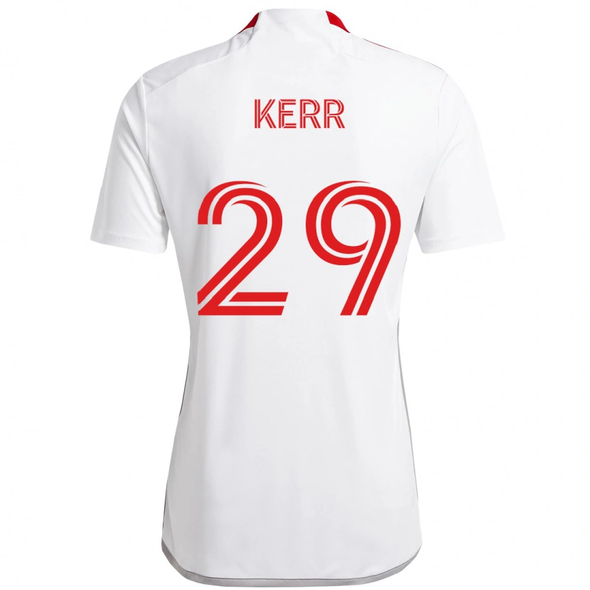 Danxen Niño Camiseta Deandre Kerr #29 Blanco Rojo 2ª Equipación 2025/26 La Camisa