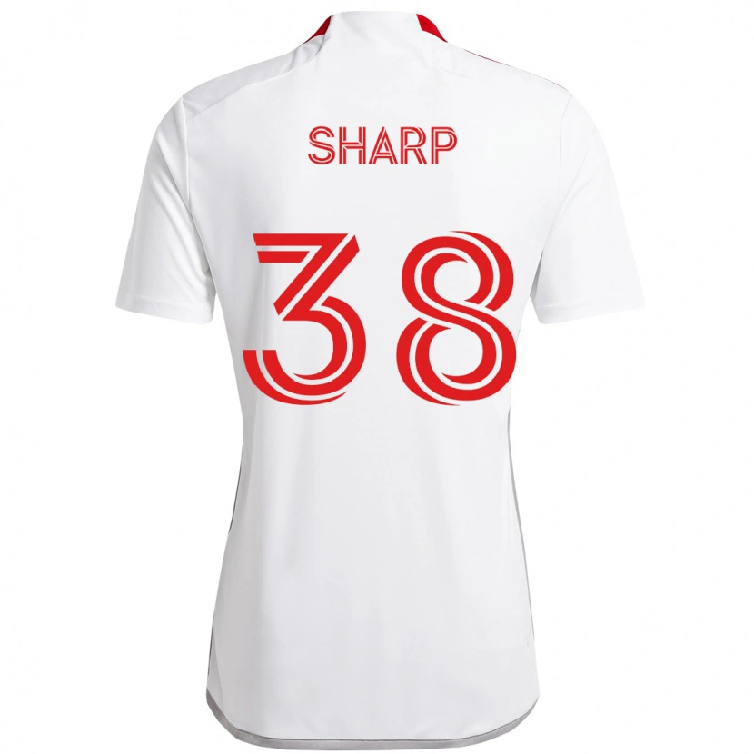 Danxen Niño Camiseta Charlie Sharp #38 Blanco Rojo 2ª Equipación 2025/26 La Camisa