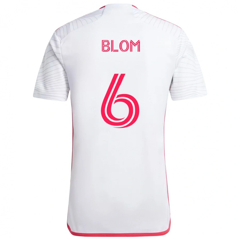 Danxen Niño Camiseta Njabulo Blom #6 Magenta Blanco 2ª Equipación 2025/26 La Camisa