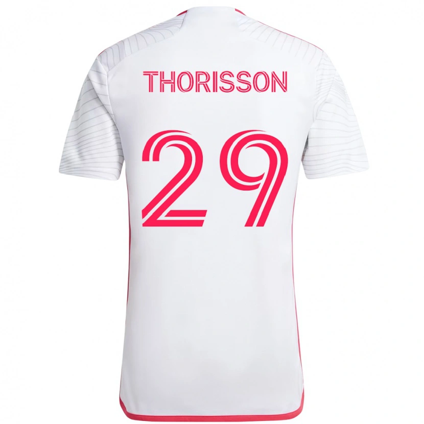 Danxen Niño Camiseta Nökkvi Thórisson #29 Blanco Magenta 2ª Equipación 2025/26 La Camisa