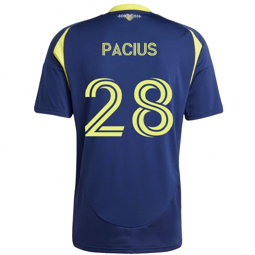 Danxen Niño Camiseta Woobens Pacius #28 Amarillo Azul Marino 2ª Equipación 2025/26 La Camisa