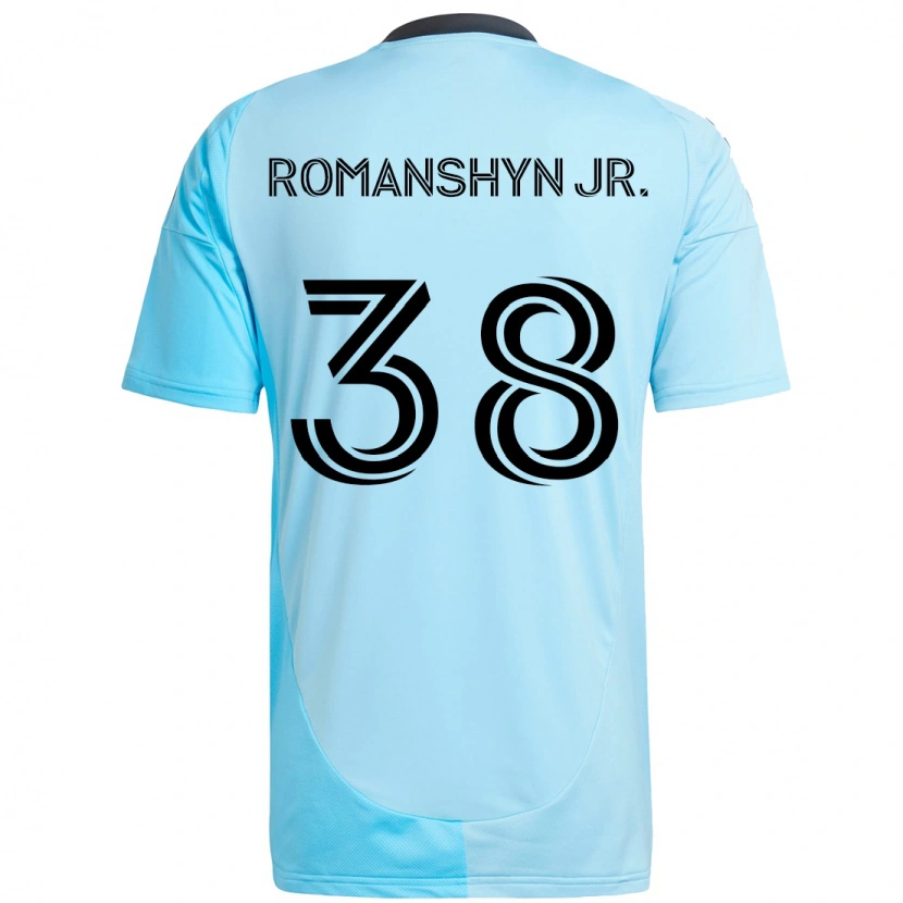 Danxen Niño Camiseta Kage Romanshyn Jr. #38 Negro Azul 2ª Equipación 2025/26 La Camisa