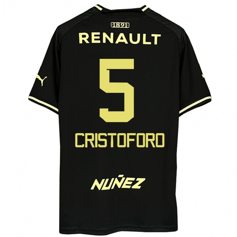 Danxen Niño Camiseta Sebastián Cristóforo #5 Amarillo Negro 2ª Equipación 2025/26 La Camisa