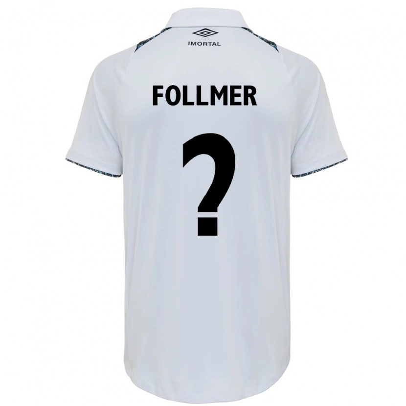 Danxen Niño Camiseta Luan Follmer #0 Blanco Azul 2ª Equipación 2025/26 La Camisa