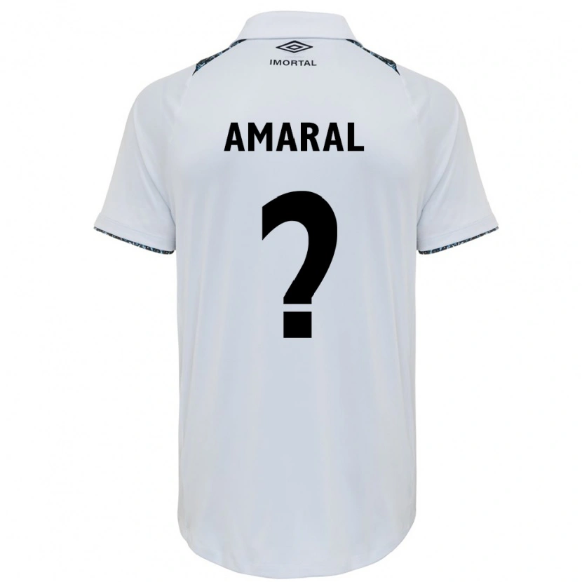 Danxen Niño Camiseta Lucas Amaral #0 Blanco Azul 2ª Equipación 2025/26 La Camisa