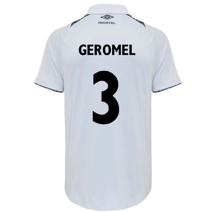 Danxen Niño Camiseta Pedro Geromel #3 Blanco Azul 2ª Equipación 2025/26 La Camisa