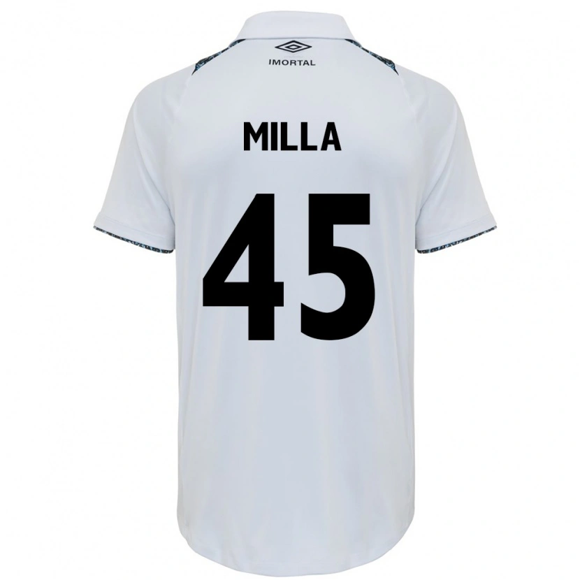 Danxen Niño Camiseta Lucas Milla #45 Blanco Azul 2ª Equipación 2025/26 La Camisa