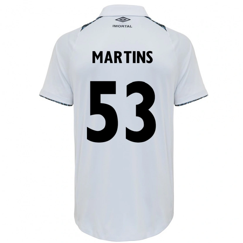 Danxen Niño Camiseta Gustavo Martins #53 Blanco Azul 2ª Equipación 2025/26 La Camisa