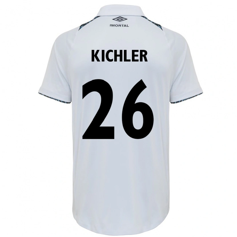 Danxen Niño Camiseta Paola Kichler #26 Blanco Azul 2ª Equipación 2025/26 La Camisa