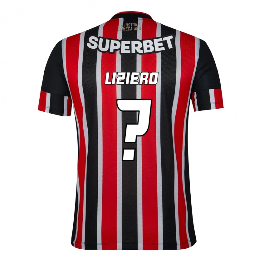 Danxen Niño Camiseta Liziero #0 Rojo Negro Blanco 2ª Equipación 2025/26 La Camisa
