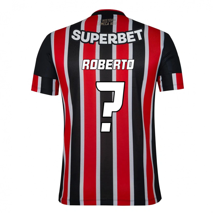 Danxen Niño Camiseta Roberto Teixeira #0 Rojo Negro Blanco 2ª Equipación 2025/26 La Camisa