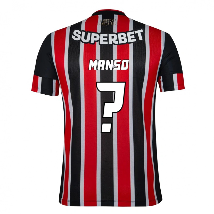 Danxen Niño Camiseta Mateus Manso #0 Rojo Negro Blanco 2ª Equipación 2025/26 La Camisa