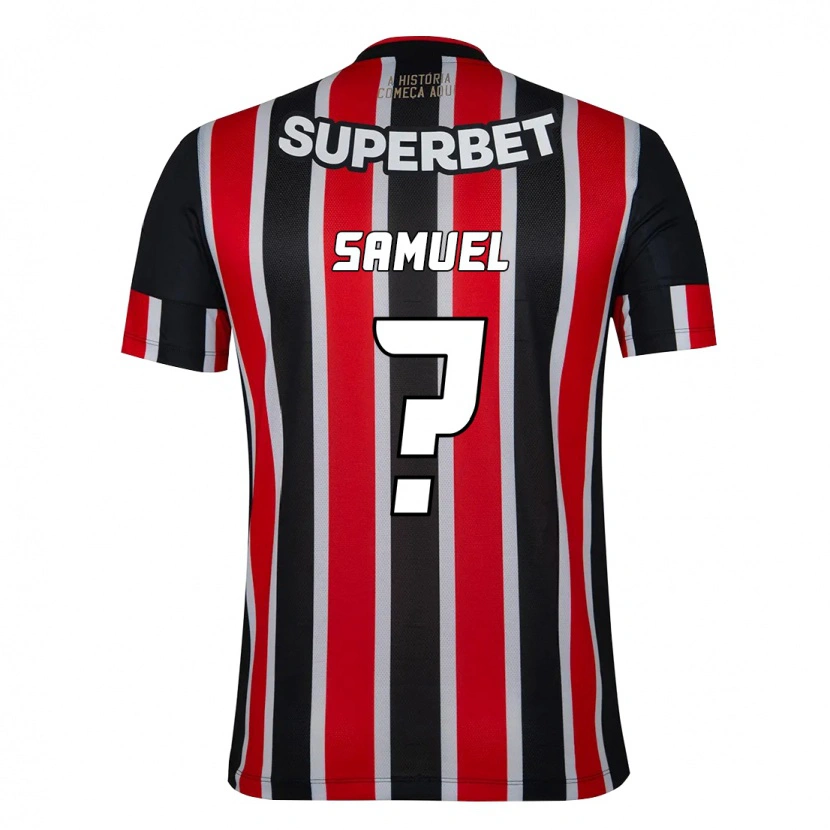 Danxen Niño Camiseta Samuel #0 Rojo Negro Blanco 2ª Equipación 2025/26 La Camisa