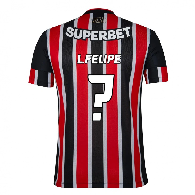 Danxen Niño Camiseta Luis Felipe #0 Rojo Negro Blanco 2ª Equipación 2025/26 La Camisa
