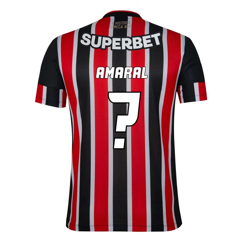 Danxen Niño Camiseta Mateus Amaral #0 Rojo Negro Blanco 2ª Equipación 2025/26 La Camisa