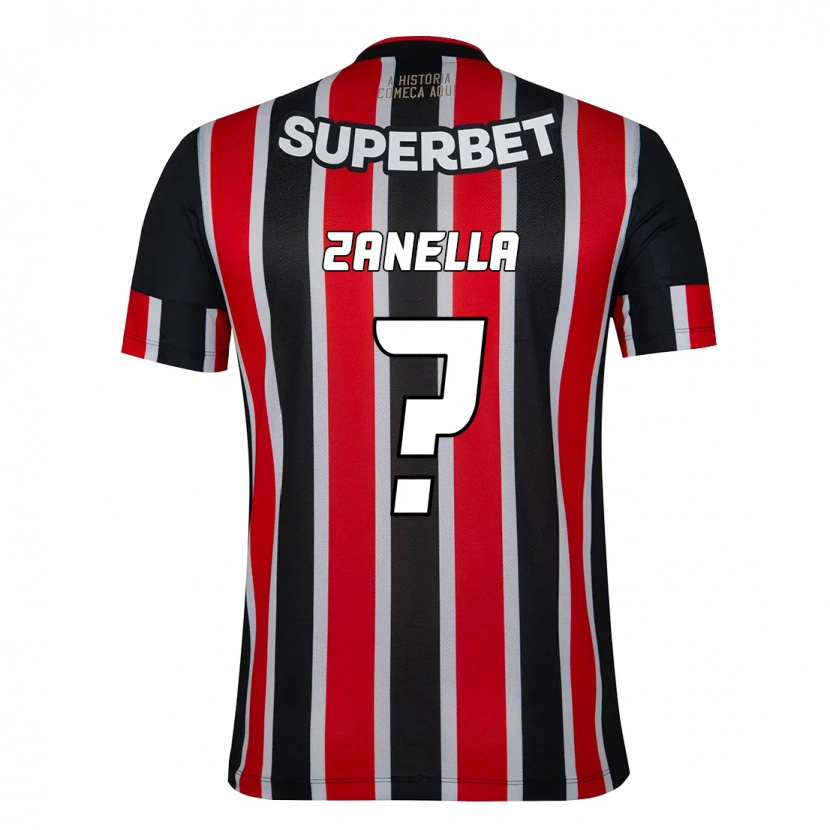 Danxen Niño Camiseta Matheus Zanella #0 Negro Rojo 2ª Equipación 2025/26 La Camisa