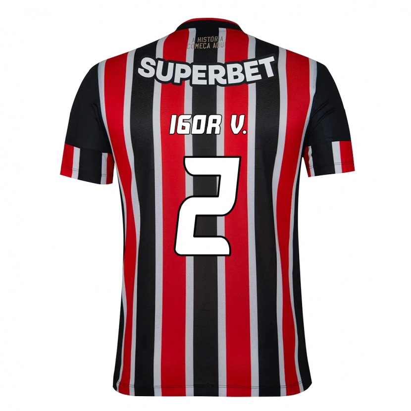 Danxen Niño Camiseta Igor Vinícius #2 Rojo Negro Blanco 2ª Equipación 2025/26 La Camisa