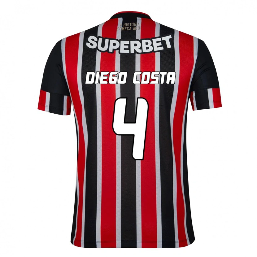 Danxen Niño Camiseta Diego Costa #4 Rojo Negro Blanco 2ª Equipación 2025/26 La Camisa