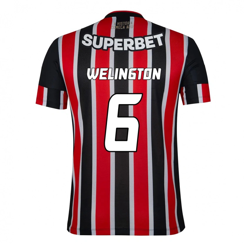 Danxen Niño Camiseta Welington #6 Rojo Negro Blanco 2ª Equipación 2025/26 La Camisa